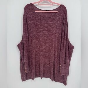 BloomChic Burgundy Long Sleeve Top With Button Sleeve Details Plus Size 28 (5X)